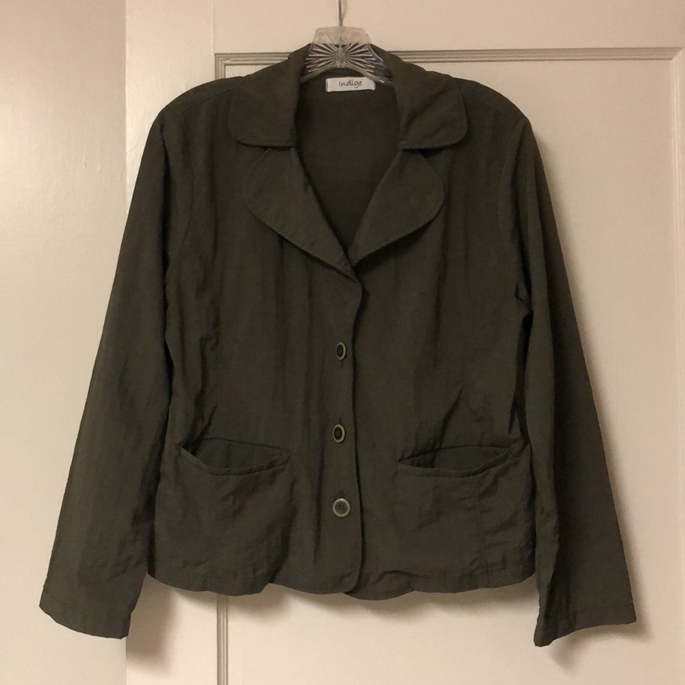 Indige Olive Green 3-Button Lightweight Peplum  Jacket Size M - Picture 9 of 12